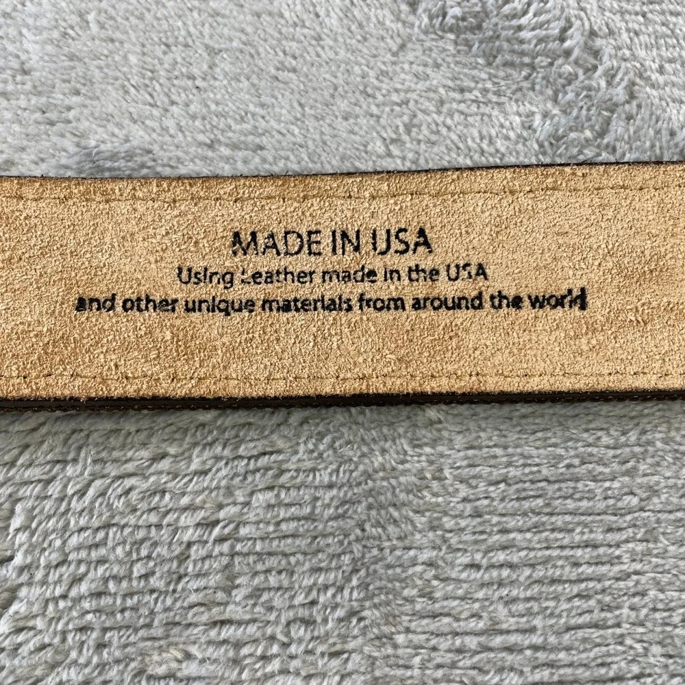 Chippewa Belt Mens 32 Leather Canvas Webbing Brown Olive USA C00088